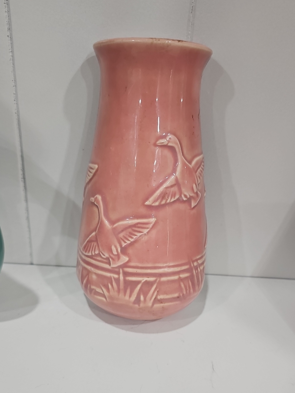 Pink Ceramic Goose Wall Pocket